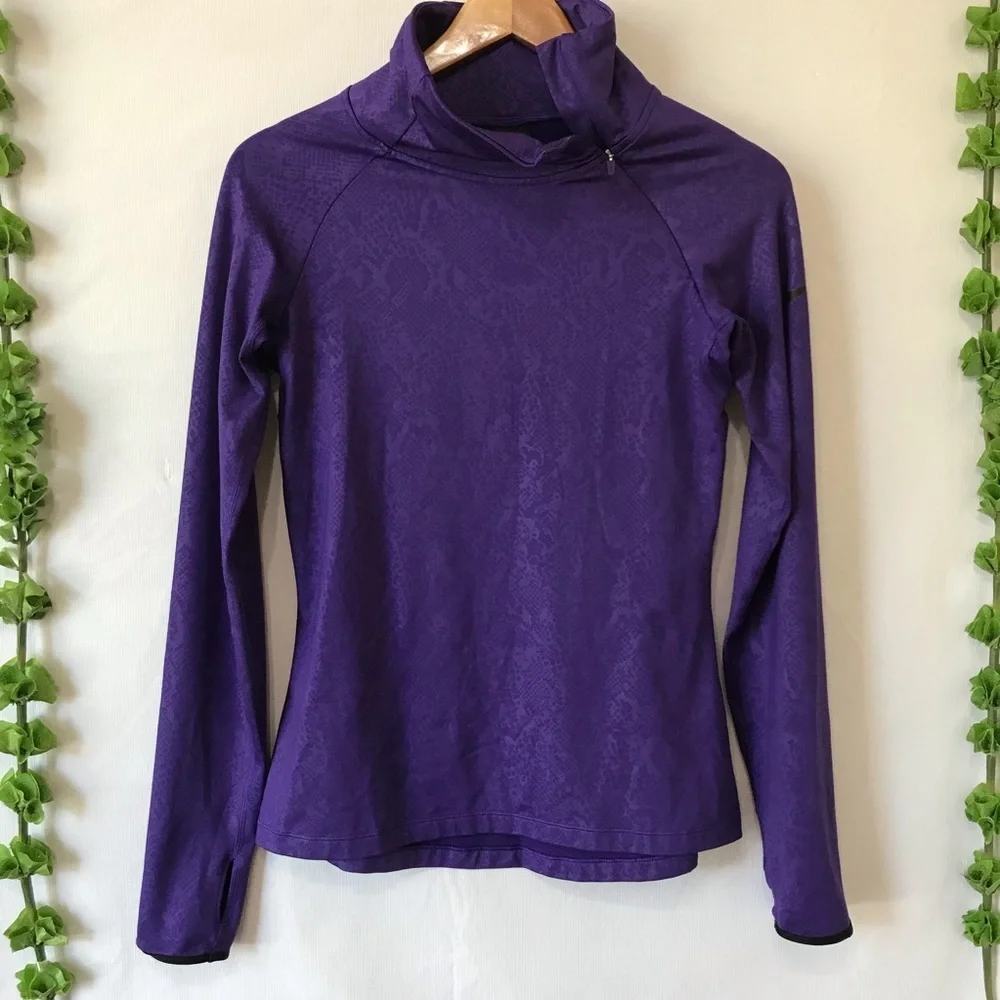 Nike Pro Half Zip Purple Running Thumb Hole Top
